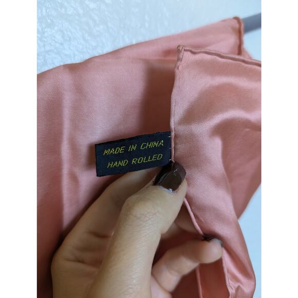 VTG Ashear 100% Silk Pocket Square 18" Men Rose Pink Handkerchief Preppy Formal - Picture 3 of 7